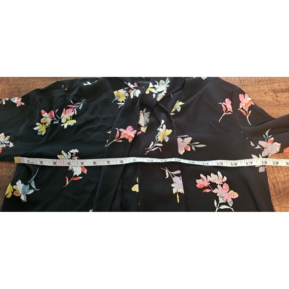 Ann Taylor Neck Tie Semi Sheer Blouse Top Shirt Floral Long Sleeve Floral XS - Picture 10 of 11